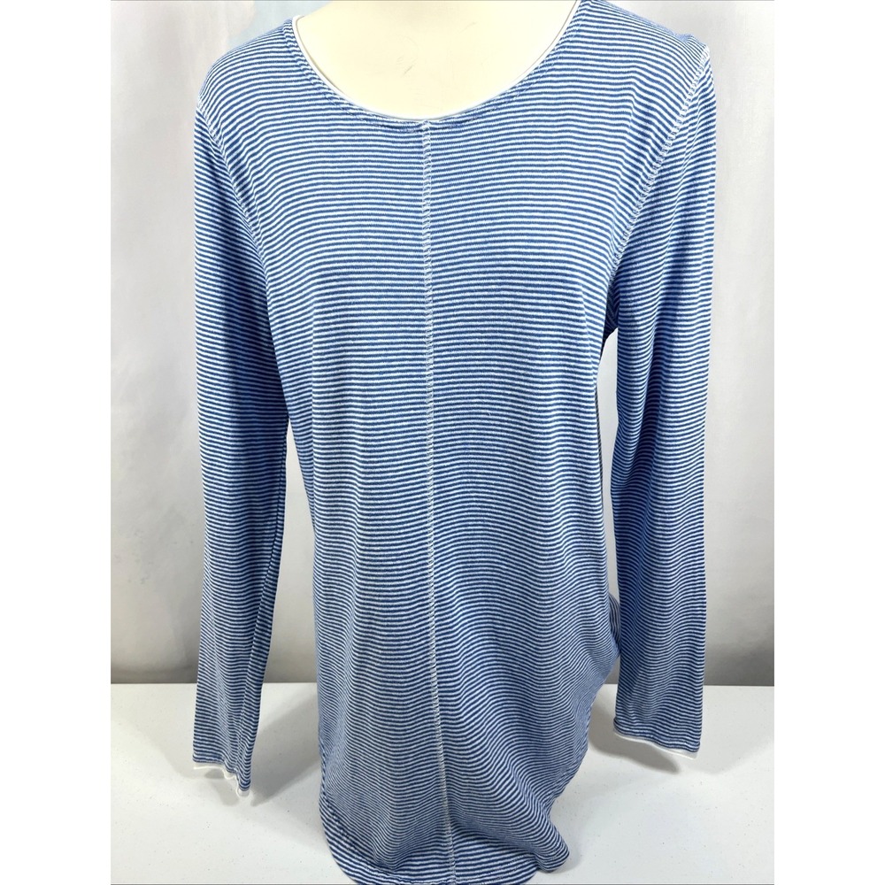 Poetry Women's Blue Hemp & Organic Cotton Lagenlook Slouchy Tee Tunic Top